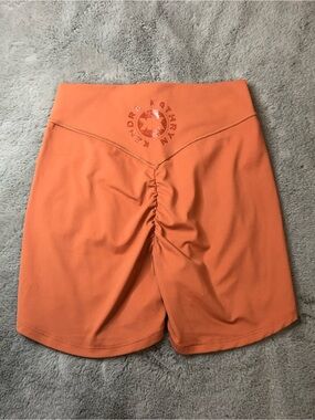Gymshark KKFIT Orange High-Waist Ruched Bike Shorts